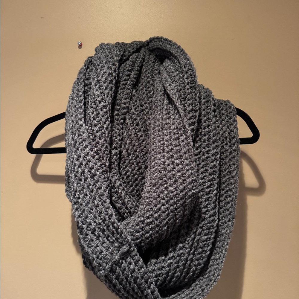 Cozy Gray Knit Infinity Scarf
